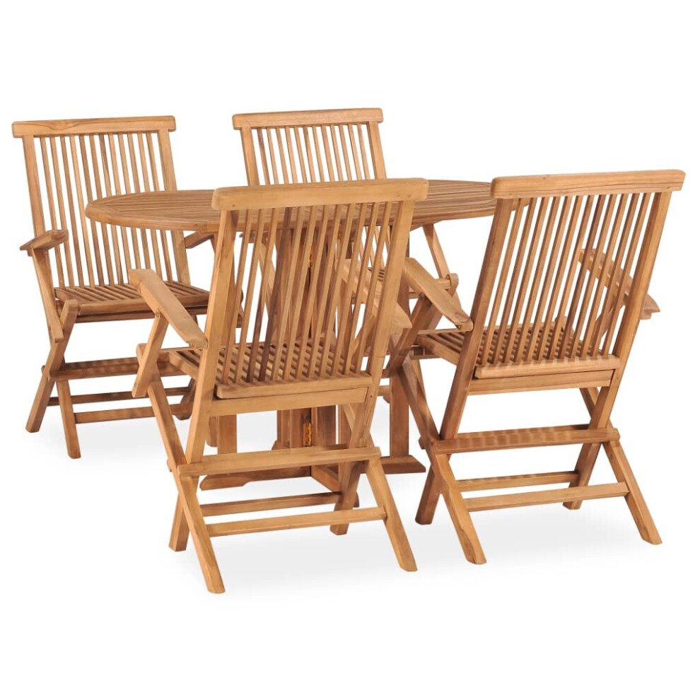 Vidaxl Solid Teak Wood Folding Outdoor Dining Set 5 Piece Outdoor Furniture