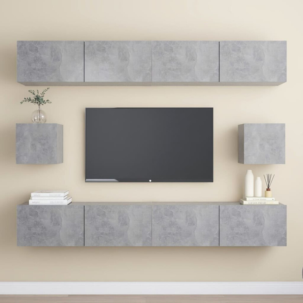 Vidaxl Tv Cabinet Set 6 Piece Concrete Engineered Wood Hanging Tv Stand Grey