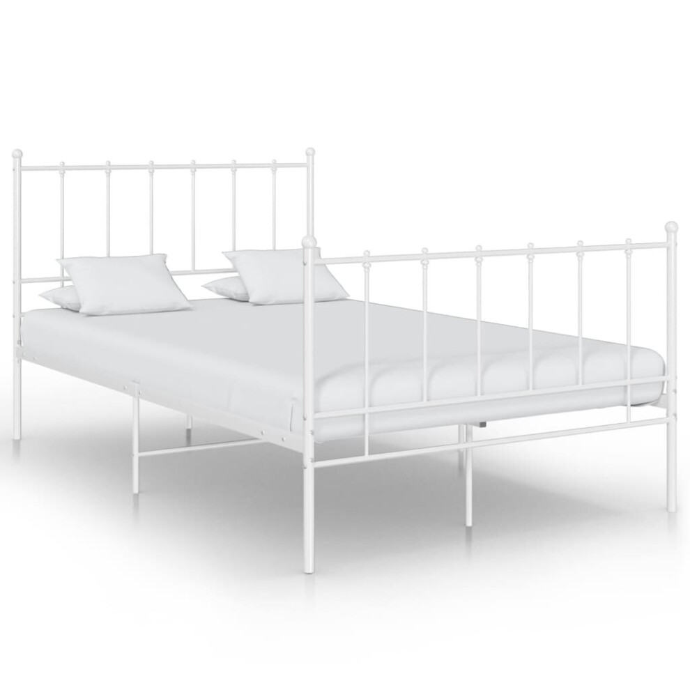 Vidaxl Bed Frame White Metal 120X200 Cm Home Bedroom Furniture Bed Base Unit