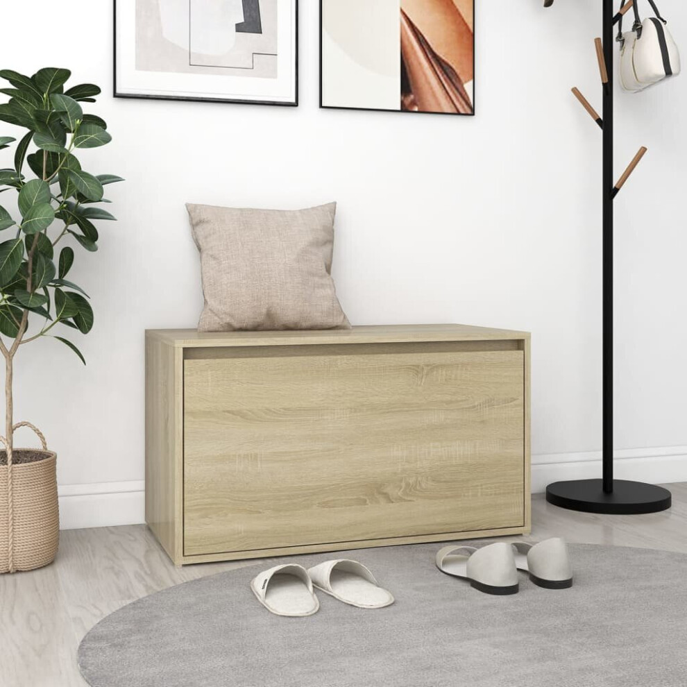 vidaXL Hall Bench Sonoma Oak Engineered Wood Box Hallway Indoor Storage Bench
