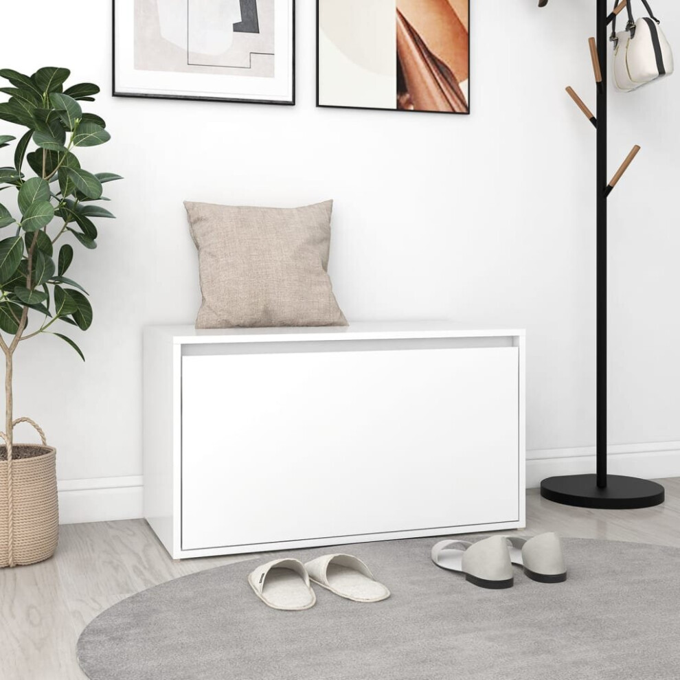 Vidaxl Hall Bench White Engineered Wood Box Hallway Entryway Storage Bench