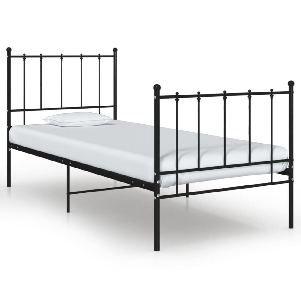 vidaXL Bed Frame Black Metal 100x200 cm Home Bedroom Furniture Bed Base Unit