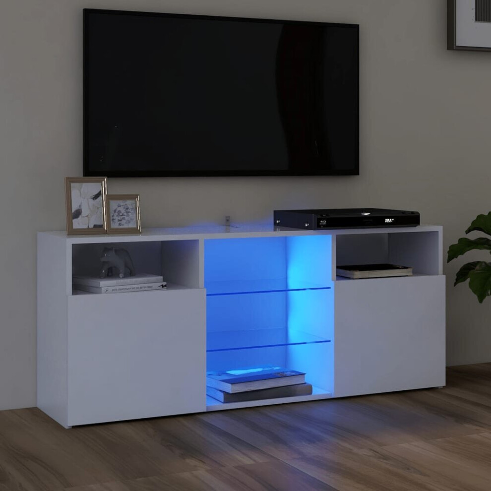 vidaXL TV Cabinet with LED Lights White Living Room Hanging TV Stand Unit