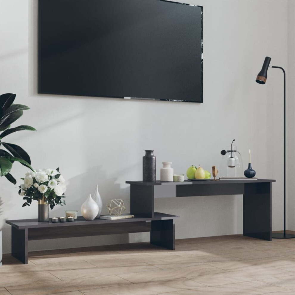 vidaXL TV Cabinet High Gloss Grey Engineered Wood TV Unit Indoor Furniture