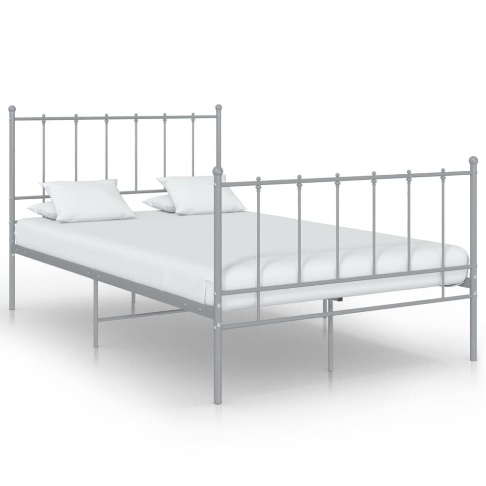 vidaXL Bed Frame Grey Metal 120x200 cm Home Bedroom Furniture Bed Base Unit