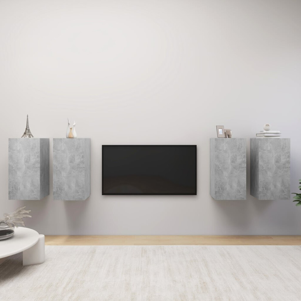 Vidaxl 4X Tv Cabinets Concrete 30.5X30x60 Cm Chipboard Hanging Tv Cabinet Grey