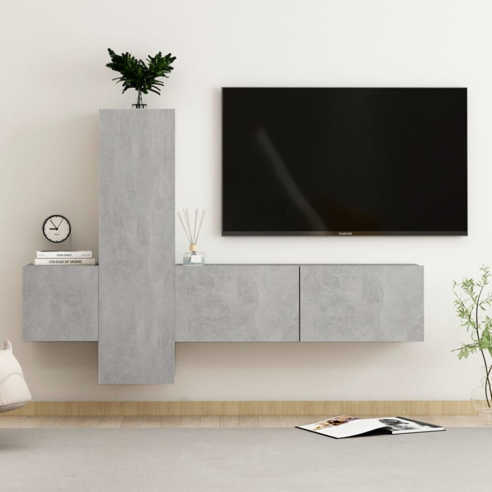 Vidaxl Tv Cabinet Set 3 Piece Concrete Grey Engineered Wood Tv Stand Cabinet