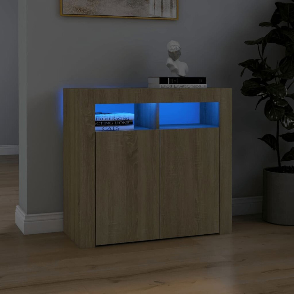 vidaXL Sideboard with LED Lights Sonoma Oak Home Living Room Storage Cabinet