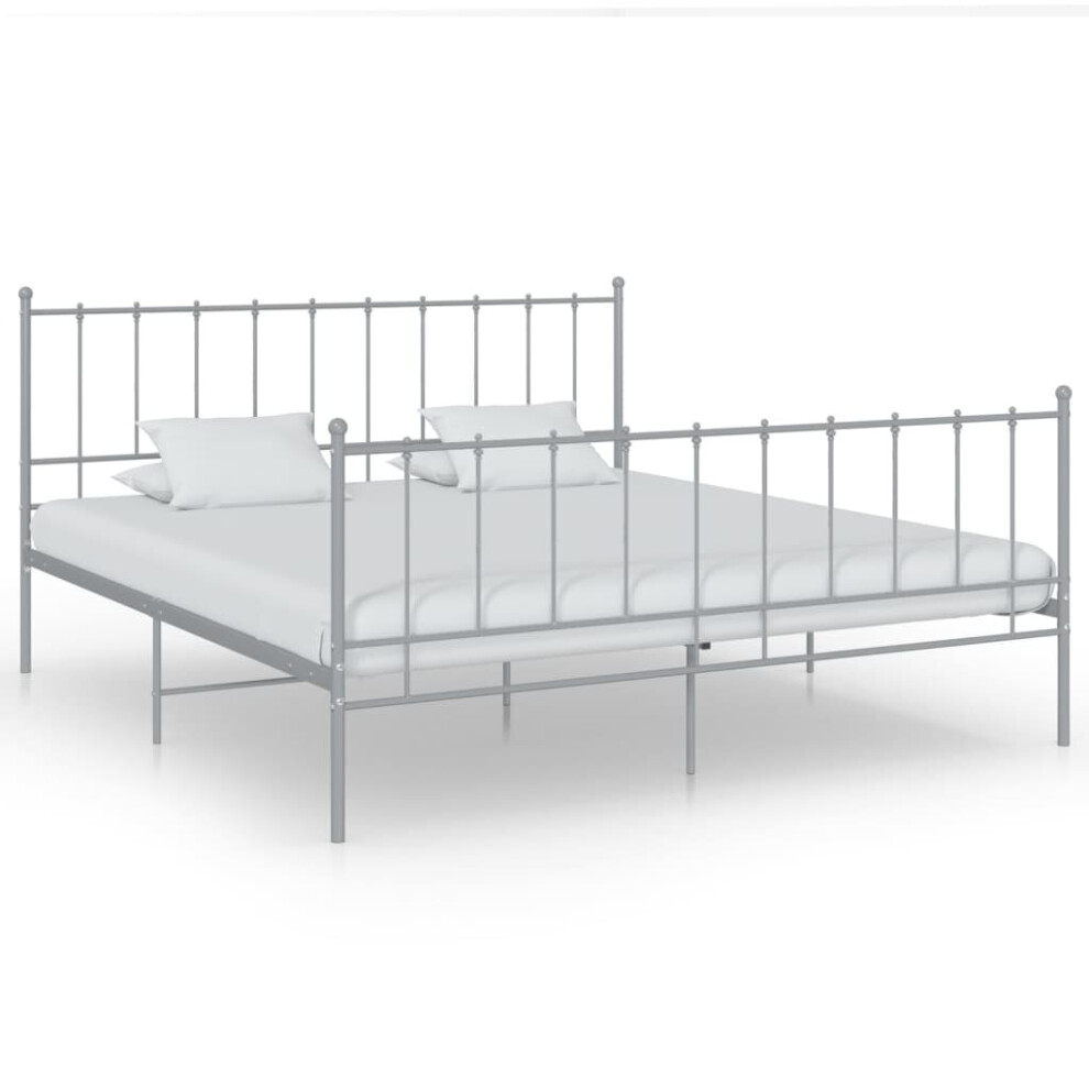 vidaXL Bed Frame Grey Metal 140x200 cm Home Bedroom Furniture Bed Base Unit