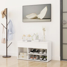 vidaXL Shoe Bench White Engineered Wood Home Shoe Organiser Cabinet Rack Bench
