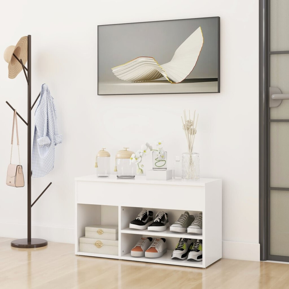 Vidaxl Shoe Bench White Engineered Wood Home Shoe Organiser Cabinet Rack Bench