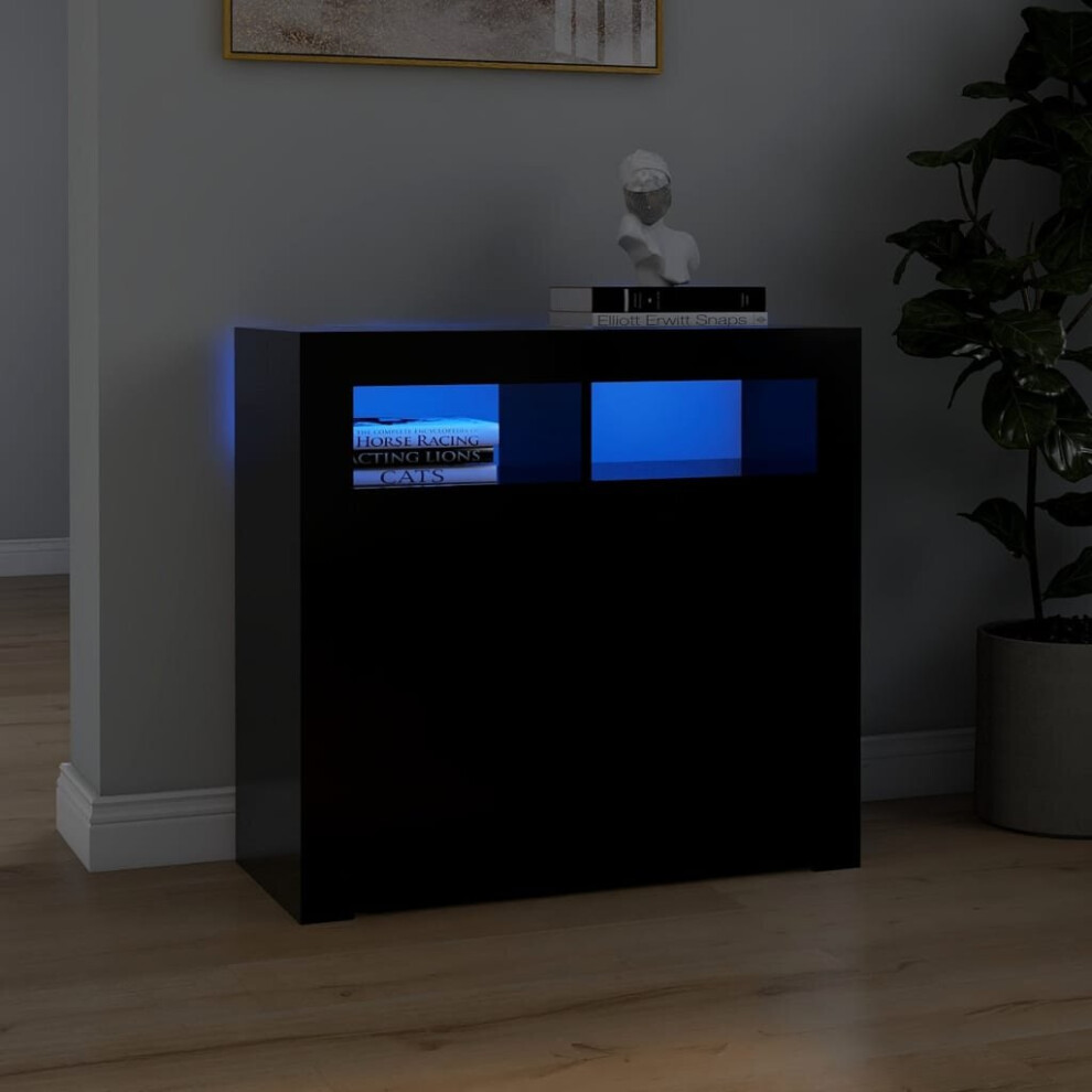 vidaXL Sideboard with LED Lights Black Home Living Room Storage Cabinet Unit