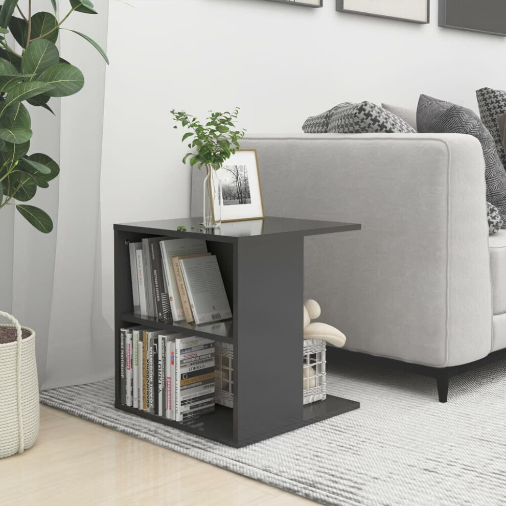 vidaXL Side Table High Gloss Grey Chipboard Home Living Room Couch End Table