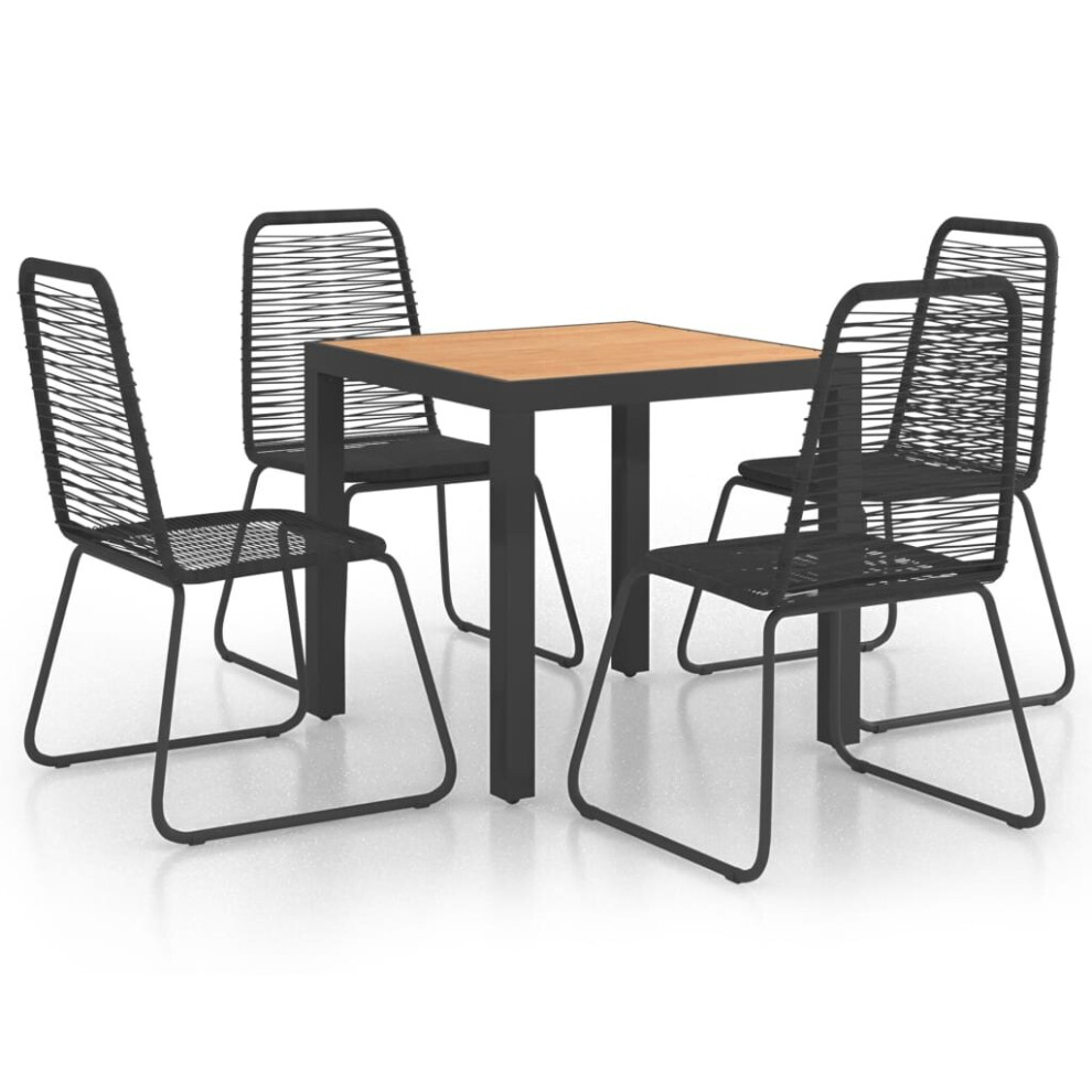 Vidaxl Garden Dining Set 5 Piece Pvc Rattan Black And Brown Outdoor Furniture