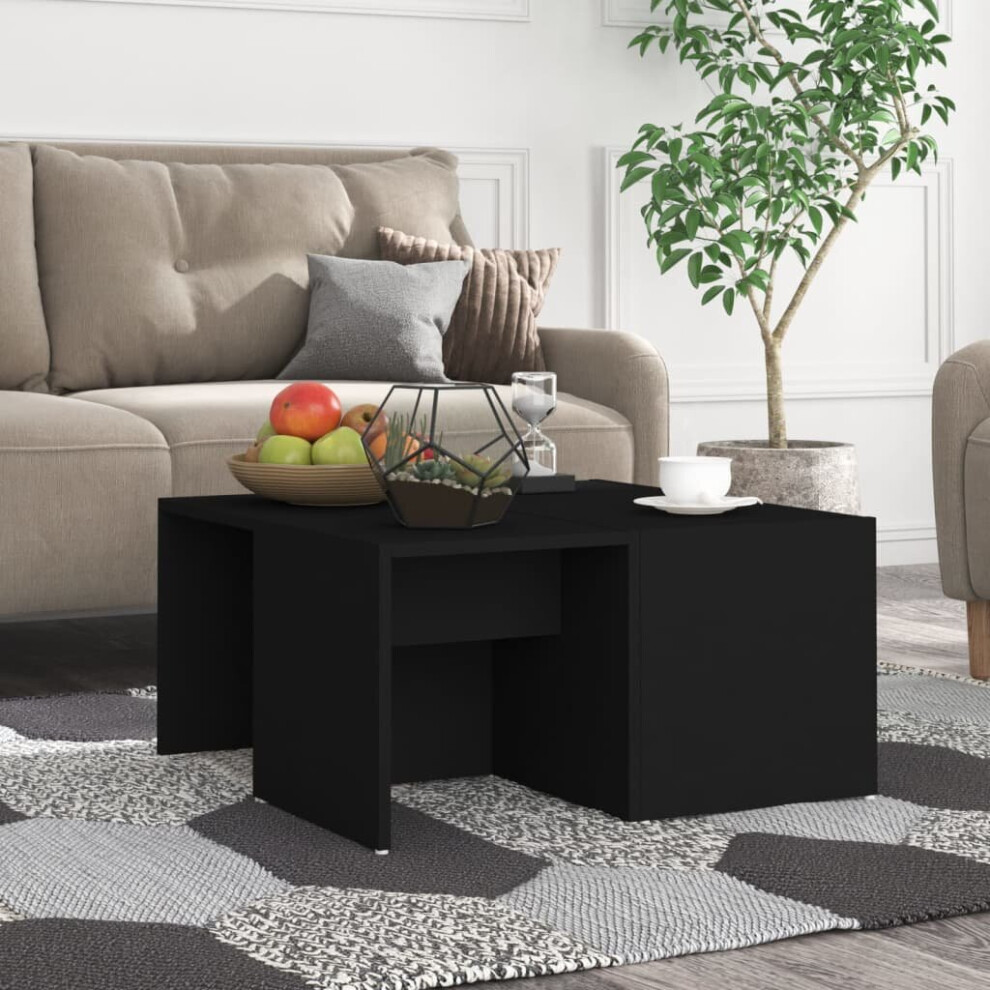 vidaXL 4x Coffee Tables Black Chipboard Home Living Room Couch End Sofa Table