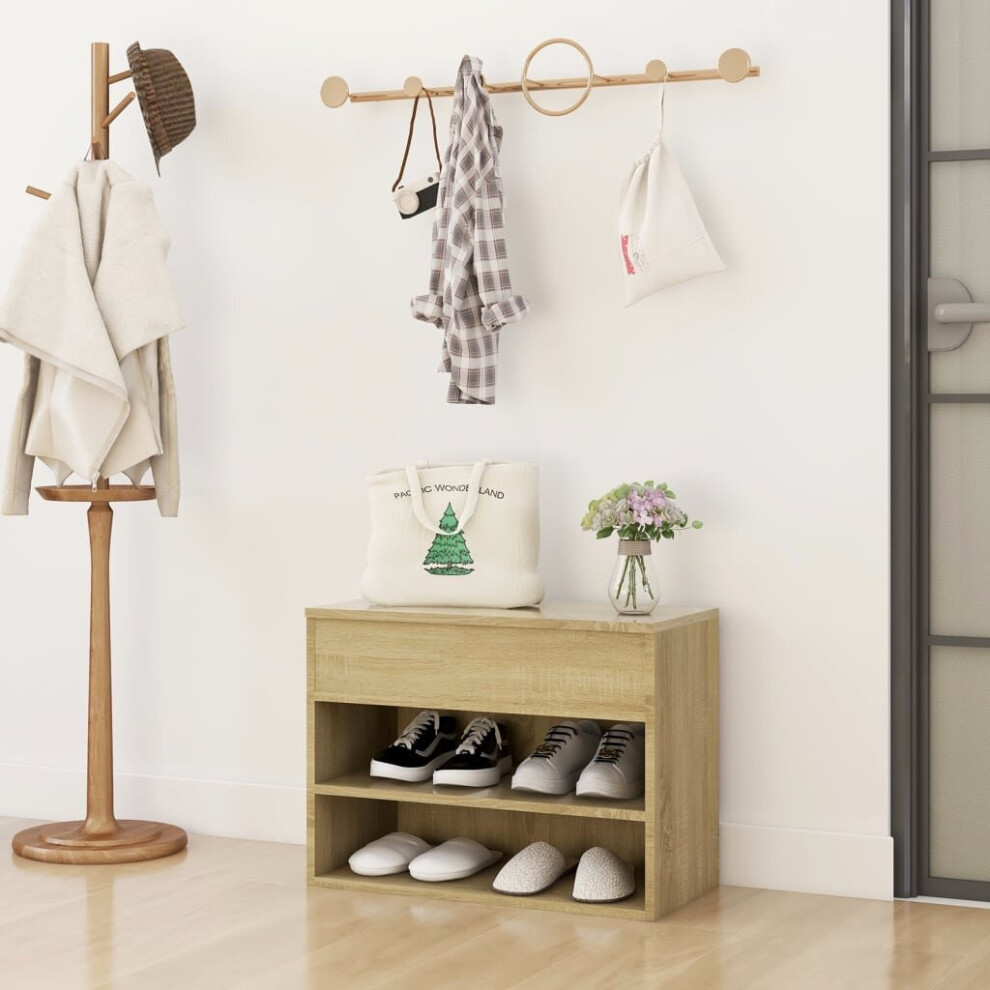 Vidaxl Shoe Bench Sonoma Oak Engineered Wood Shoe Organiser Cabinet Rack Bench