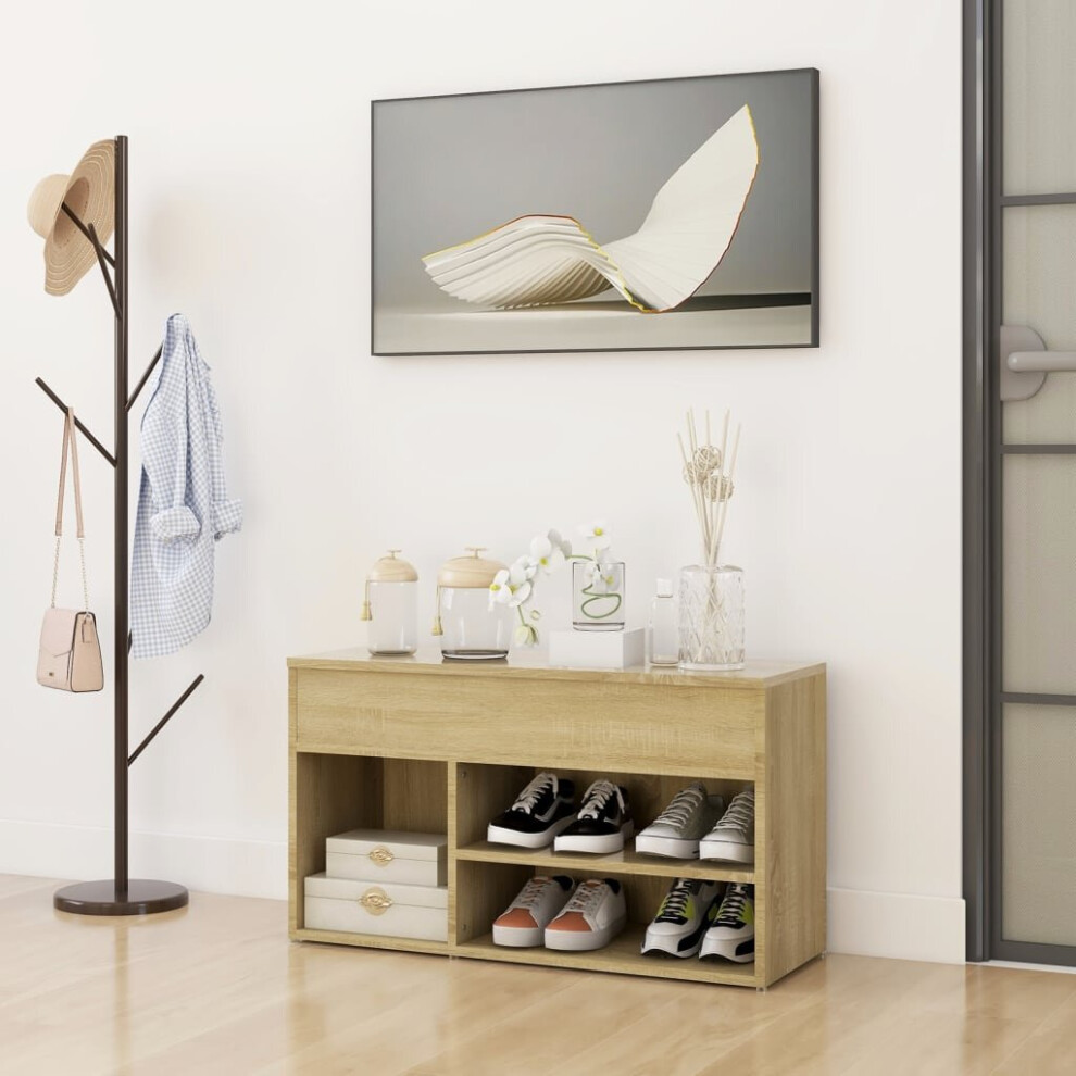 Vidaxl Shoe Bench Sonoma Oak Engineered Wood Shoe Organiser Cabinet Rack Bench