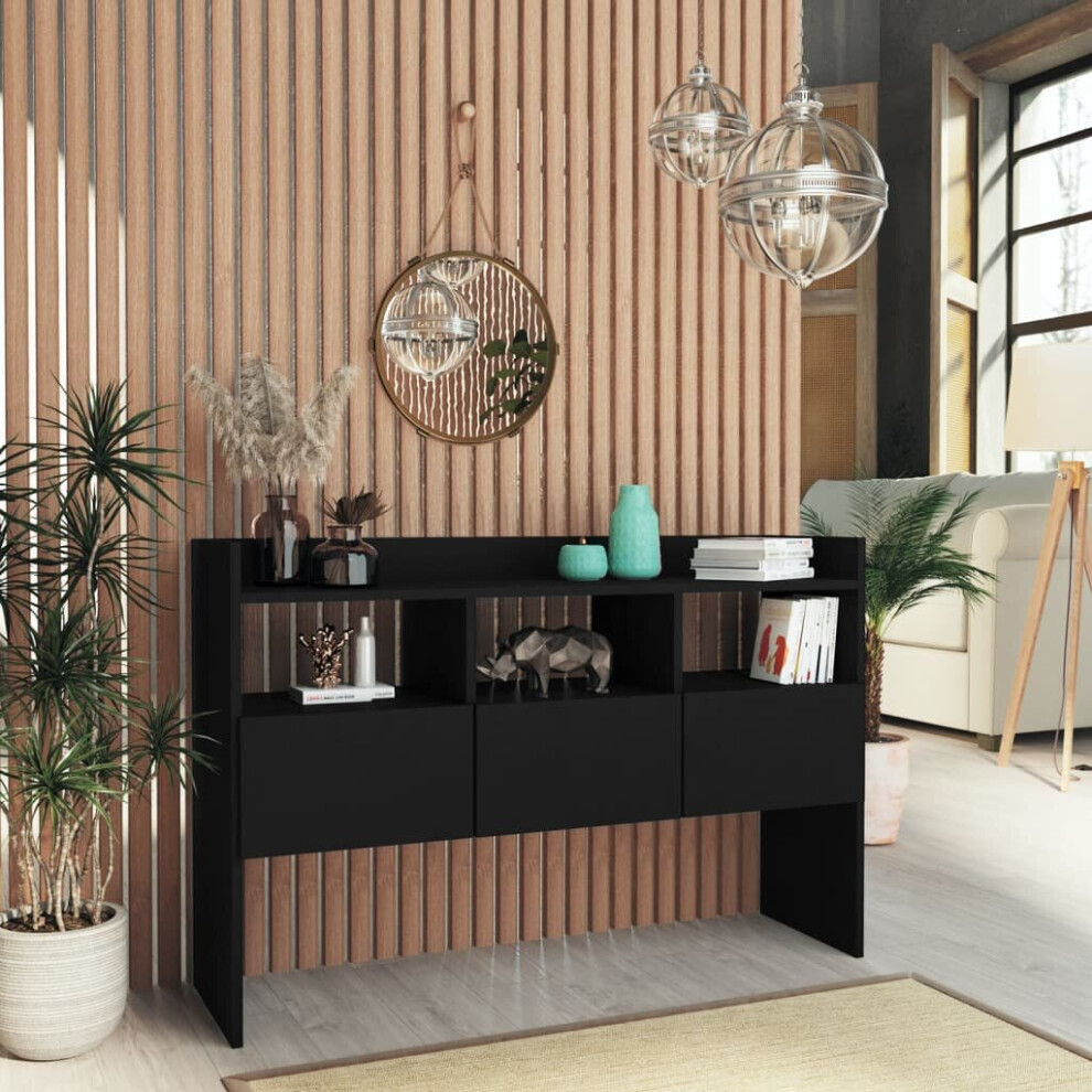 vidaXL Sideboard Black Chipboard Side Storage Cabinet Home Organiser Cupboard