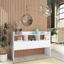 vidaXL White Sideboard 105x30x70 cm - 3 Drawers + 3 Open Compartments - Chipboard Storage Cabinet (808377)