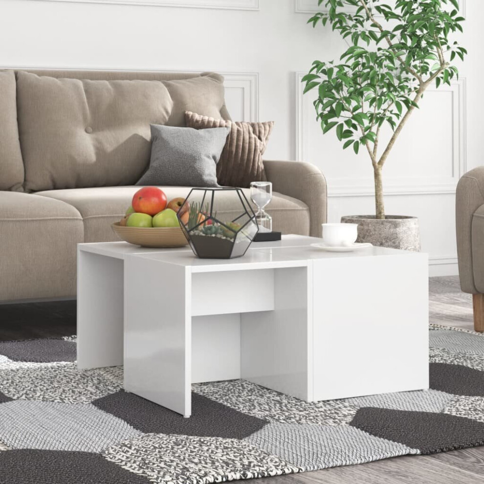 vidaXL 4x Coffee Tables High Gloss White Engineered Wood Indoor End Sofa Table