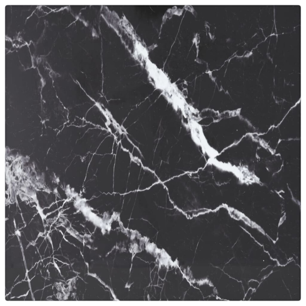 Vidaxl Table Top Black Tempered Glass With Marble Design Dining Table Top Set