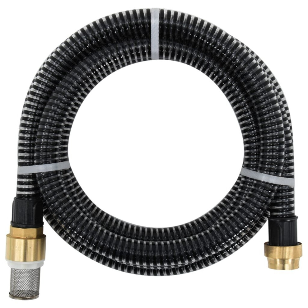 vidaXL Suction Hose Garden Hose Pipe with Brass Connectors Black 1.1" 10 m PVC