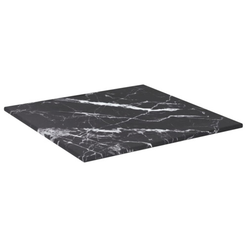 VidaXL vidaXL Table Top Black Tempered Glass with Marble Design Dining Table Top Set 2