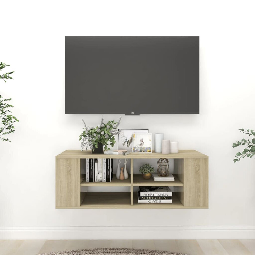 vidaXL Wall-Mounted TV Cabinet Sonoma Oak Chipboard Furniture Living Room