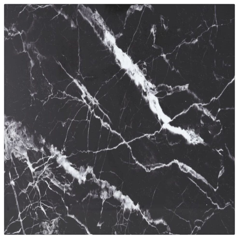 Vidaxl Table Top Black Tempered Glass With Marble Design Dining Table Top Set