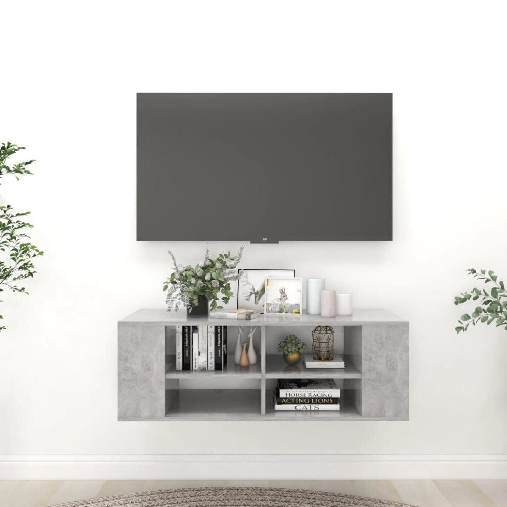 Vidaxl Wall-Mounted Tv Cabinet Concrete Grey Engineered Wood Indoor Furniture