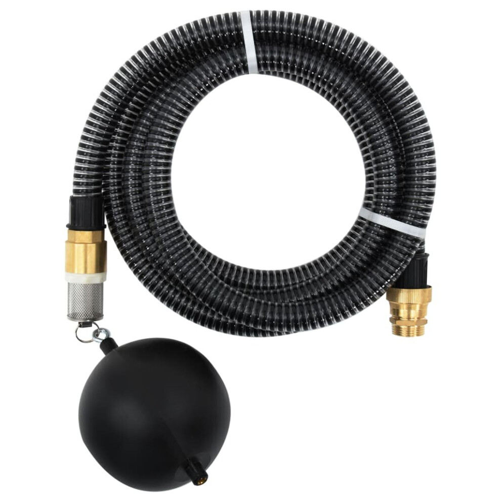 vidaXL Suction Hose Garden Hose Pipe with Brass Connectors Black 1.1" 20 m PVC