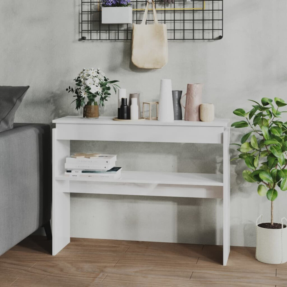 vidaXL Console Table High Gloss White Engineered Wood Couch Accent Side Table