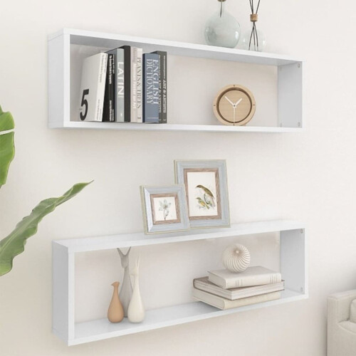 VidaXL vidaXL 2x Wall Cube Shelves White - Engineered Wood Wall Hanging Storage (807079)