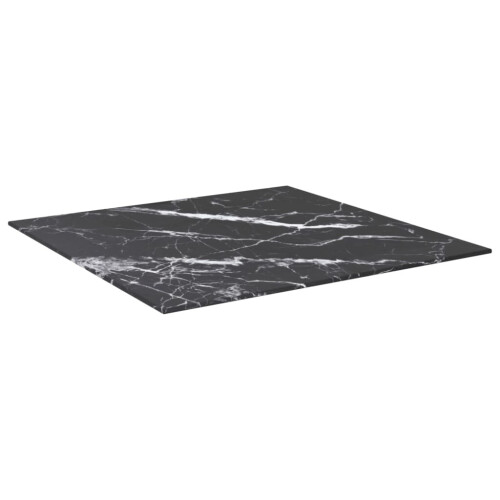 VidaXL vidaXL Table Top Black Tempered Glass with Marble Design Dining Table Top Set 2