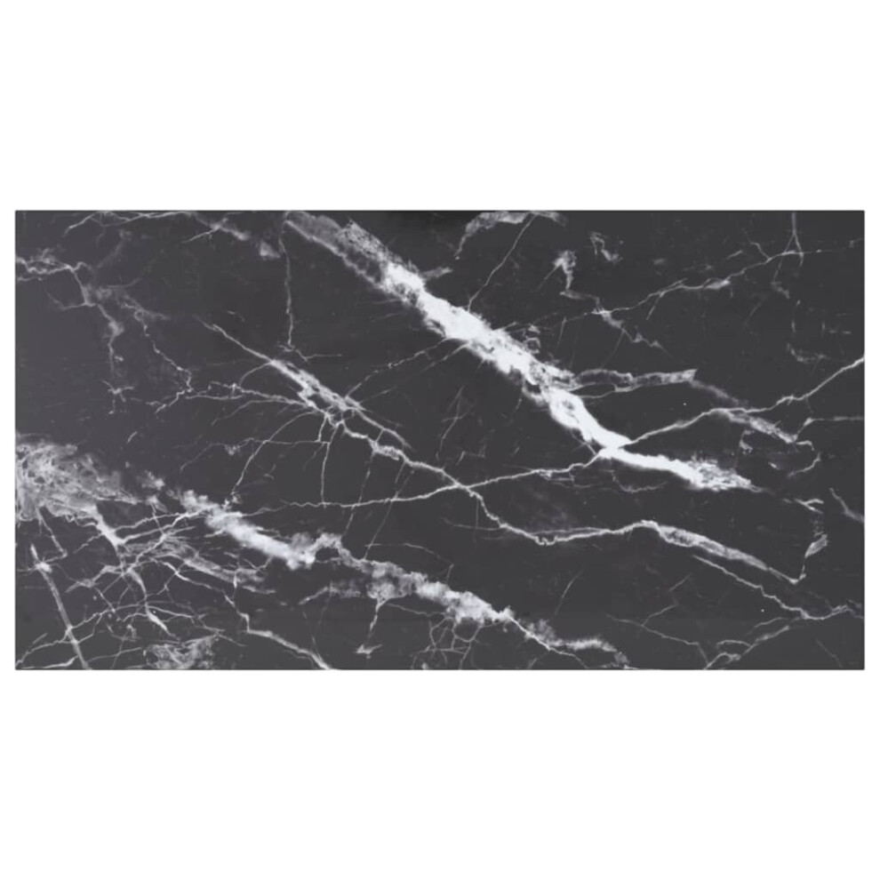 Vidaxl Table Top Black Tempered Glass With Marble Design Dining Table Top Set