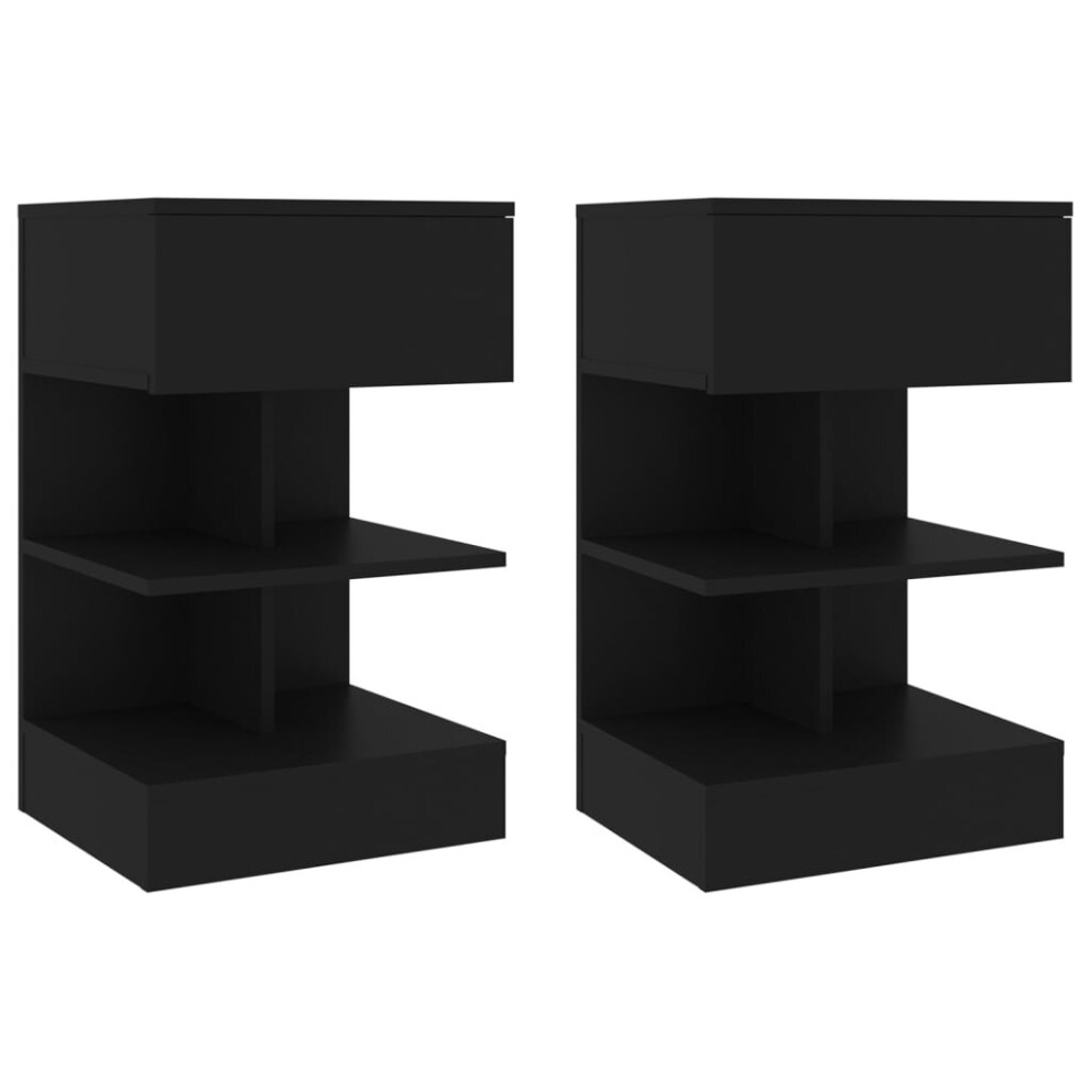 Vidaxl Black 2X Bedside Cabinets Side Table Nightstand Storage Bed Cabinet