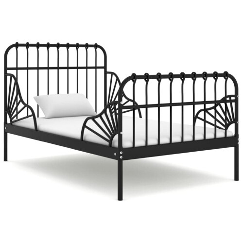 VidaXL vidaXL Extendable Bed Frame Black Metal 80x130/200 cm Bed Base Bedstead Set