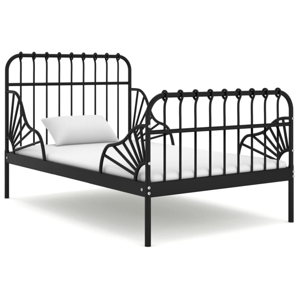 vidaXL Extendable Bed Frame Black Metal 80x130/200 cm Bed Base Bedstead Set