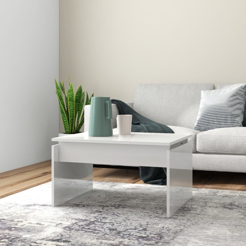 Vidaxl Coffee Table Couch Side Centre Table High Gloss White Engineered Wood