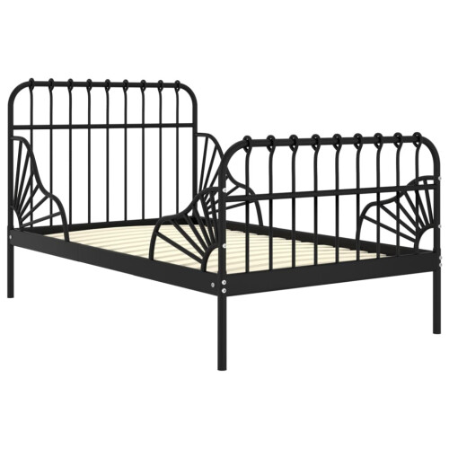 VidaXL vidaXL Extendable Bed Frame Black Metal 80x130/200 cm Bed Base Bedstead Set 1