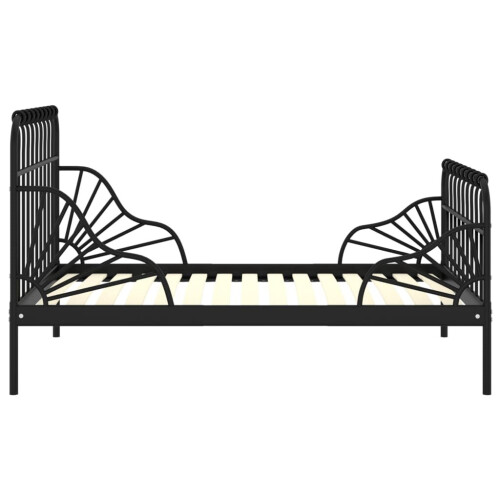 VidaXL vidaXL Extendable Bed Frame Black Metal 80x130/200 cm Bed Base Bedstead Set 2