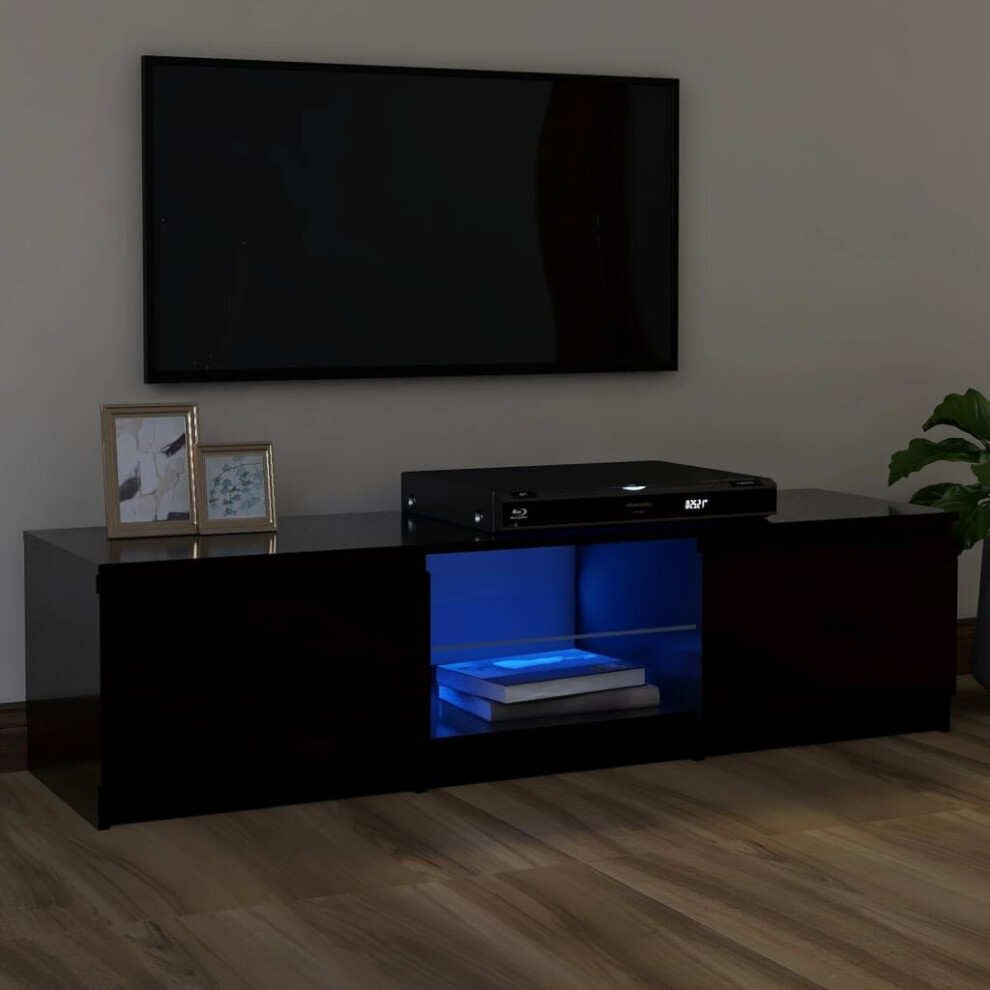 vidaXL TV Cabinet With LED Lights Black 120x30x35.5 Cm TV Stand Furniture