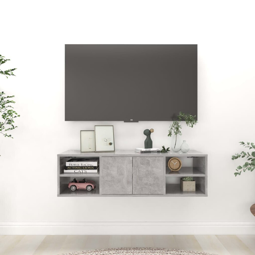 vidaXL Wall Shelf Concrete Grey Engineered Wood Bookcase Home Floating Shelf