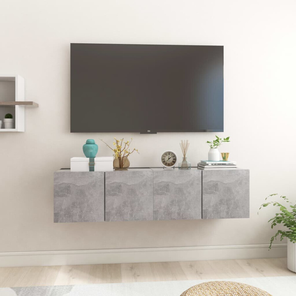 Vidaxl 2X Hanging Tv Cabinets Concrete Entertainment Centre Wall Unit Grey