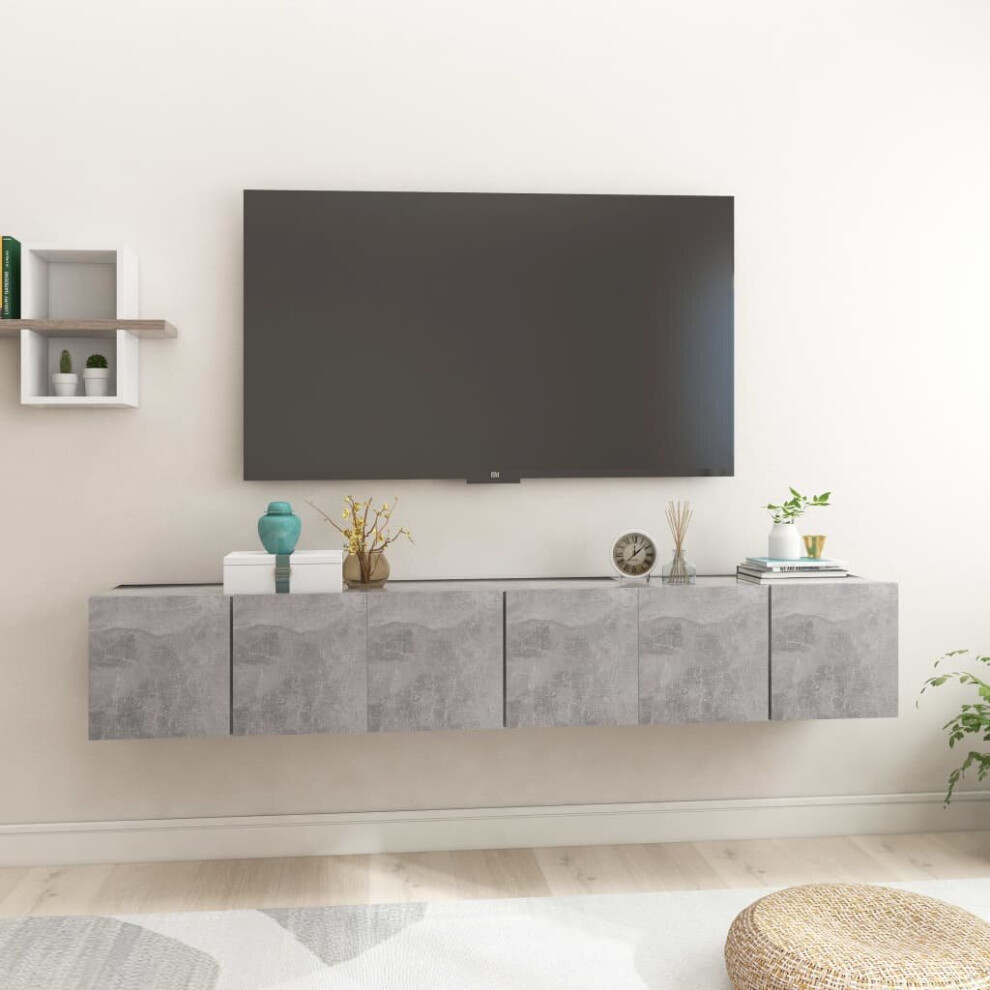 Vidaxl 3X Hanging Tv Cabinets Concrete Entertainment Centre Wall Unit Grey