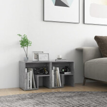vidaXL 2x Bed Cabinets Concrete Grey Engineered Wood Side Table Nightstand