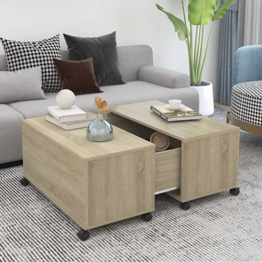 vidaXL Coffee Table Sonoma Oak Chipboard Home Couch Side Centre Accent Table