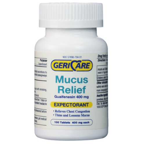 Mucus Relief (Expectorant) Guaifenesin 400mg 100 Tablets
