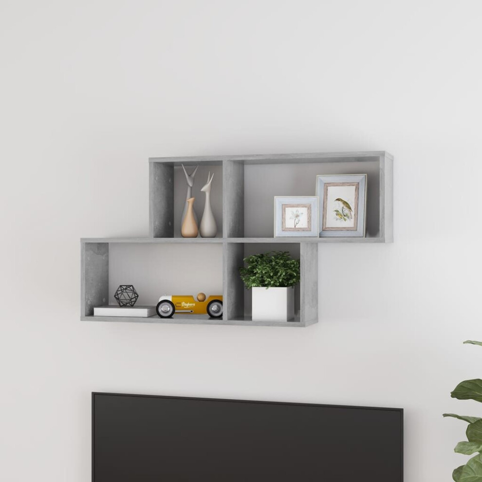 Vidaxl Wall Shelf Concrete Engineered Wood Wall Floating Hanging Shelf Grey