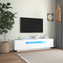 vidaXL TV Cabinet with LED Lights White Hifi Cabinet TV Unit Hifi Cabinet
